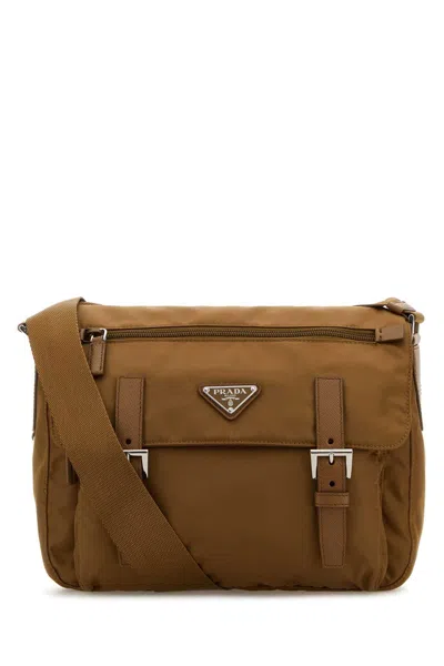 Prada Re-nylon Mini Crossbody Handbag 27cm In Brown