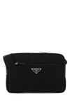 Prada Nylon Rectangular Shoulder Bag With Adjustable Strap In Black