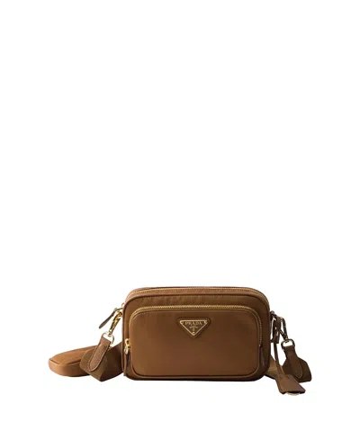 Prada Re-nylon Mini Shoulder Bag In Brown