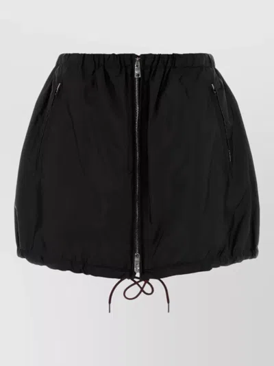 Prada Renylon Mini Skirt Featuring Zipper Pockets In Black
