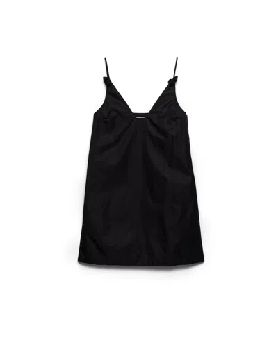 Prada Re-nylon Mini-dress With Floral Appliqués In Black