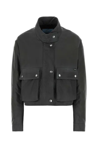 Prada Re-nylon Padded Jacket For Women In Gray