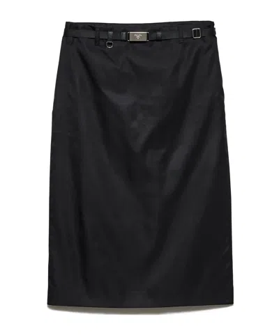 Prada Re-nylon Pencil Skirt In Black