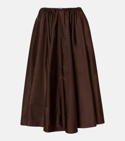Prada Re-nylon Pleated Midi Skirt In Brown