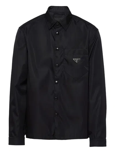 Prada Re-nylon Point-collar Shirt In Multi