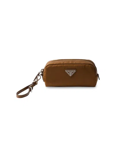 Prada Re-nylon Pouch In Brown