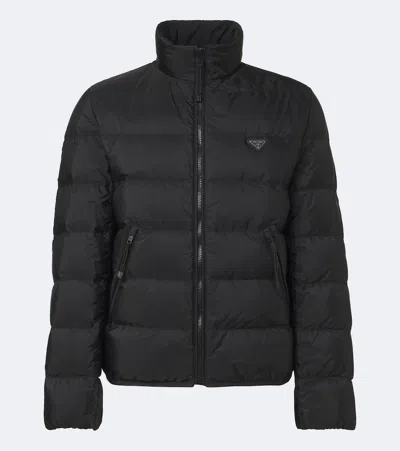 Prada Re-nylon Puffer Jacket In Black