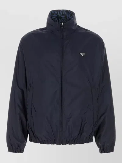 Prada Renylon Reversible Jacket High Collar Cuffs In Blue