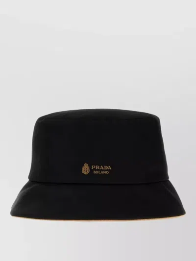 Prada Renylon Reversible Unisex Bucket Hat In Black