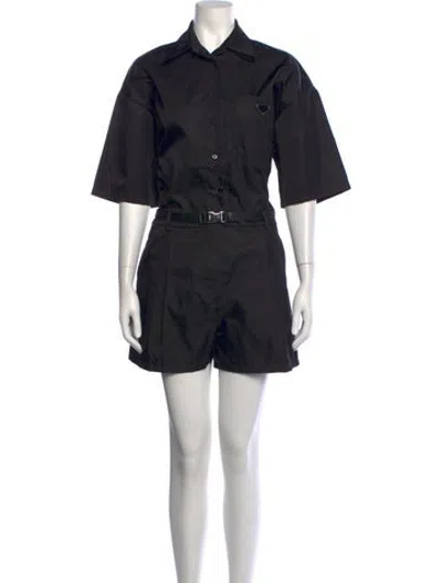 Pre-owned Prada Re-nylon Romper In Black