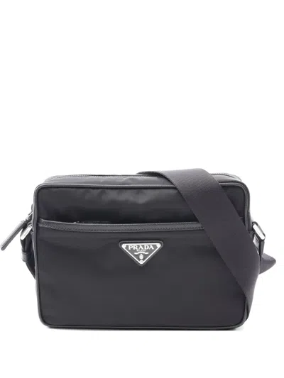 Pre-owned Prada Re-nylon Saffiano Shoulder Bag In Black