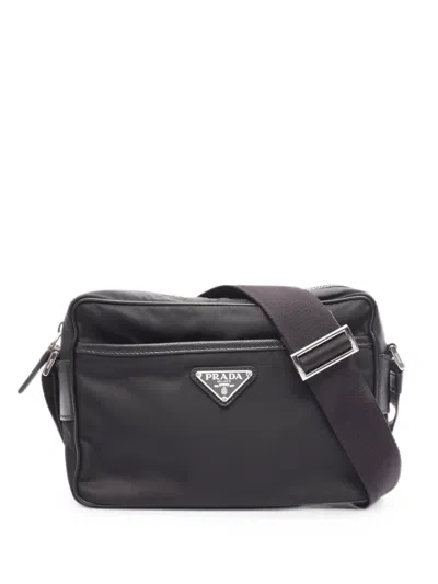 Pre-owned Prada Re-nylon Saffiano Shoulder Bag In Black