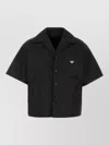 Prada Short Sleeve Collared Jacket Front Pocket In Black