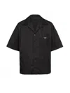 Prada Short Sleeve Collared Jacket Front Pocket In Black