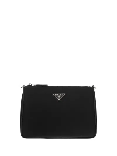 Prada Re-nylon Shoulder Bag In Black