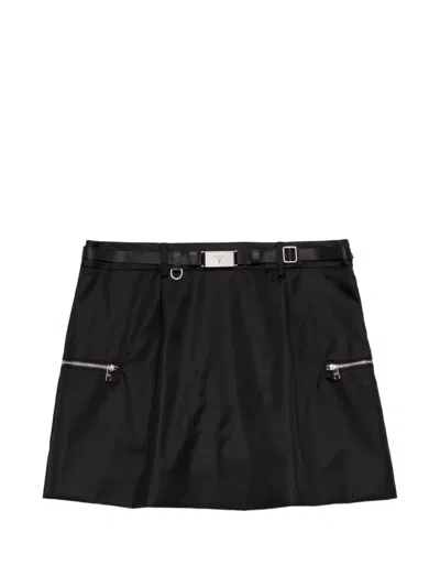 Prada Recycled Nylon Mini Skirt With Viscose Lining In Black
