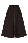 Prada Dark Brown Solid Midi Skirt In Brown