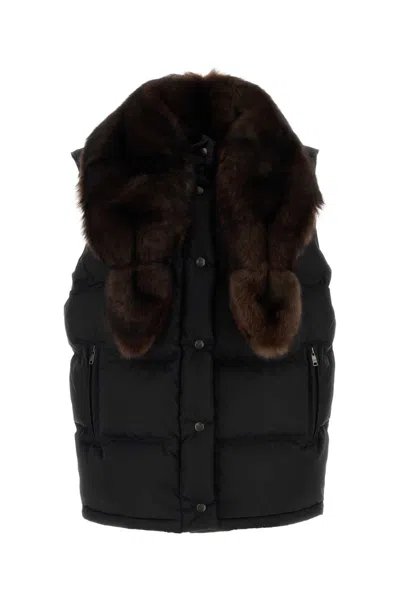 Prada Re-nylon Sleeveless Down Jacket In Black