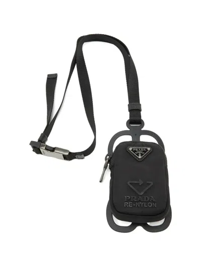 Pre-owned Prada Re-nylon Smartphone Case In Black