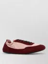 Prada Renylon Suede Collapse Sneakers Contrast Panels In Burgundy