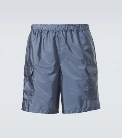 Prada Re-nylon Swim Trunks In Blue
