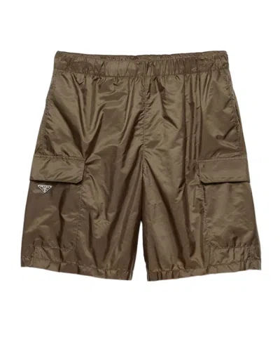 Prada Re-nylon Swim Trunks In Brown
