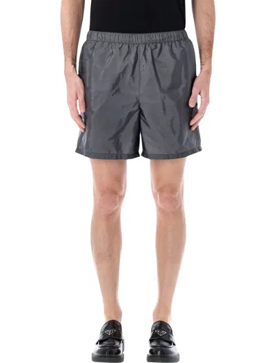 Prada Re-nylon Swim Trunks In Gray