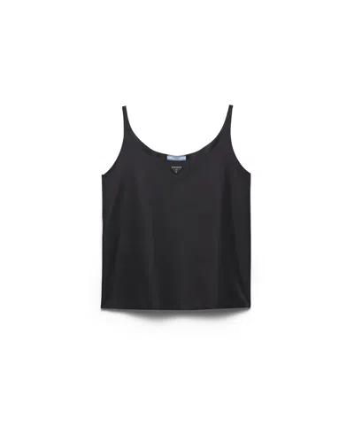 Prada Re-nylon Tank Top In Black