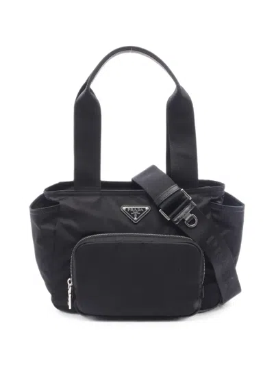 Pre-owned Prada Re-nylon Tote Bag In ブラック