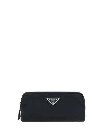 Prada Re-nylon Travel Wallet In Black