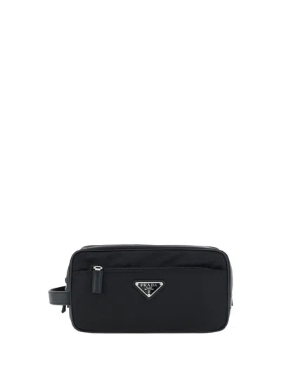 Prada Re-nylon Travel Wallet In Black