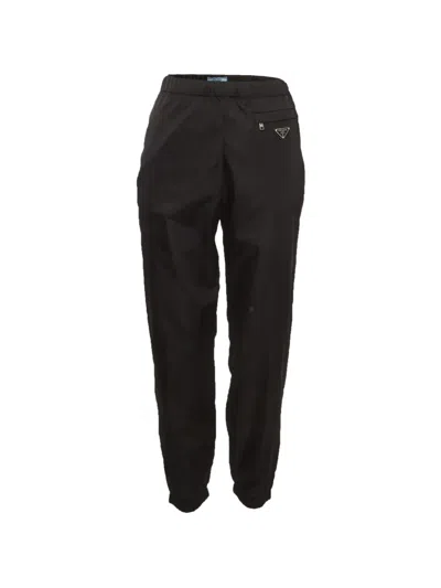 Pre-owned Prada Re-nylon Triangle Logo Track Pants In Black