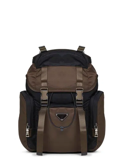 Prada Re-nylon Two-tone Backpack In Black