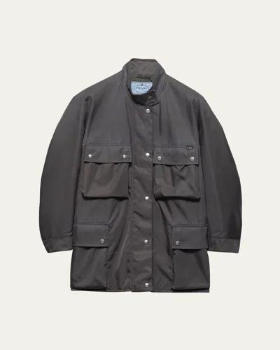 Prada Re-nylon Utility Jacket In Gray
