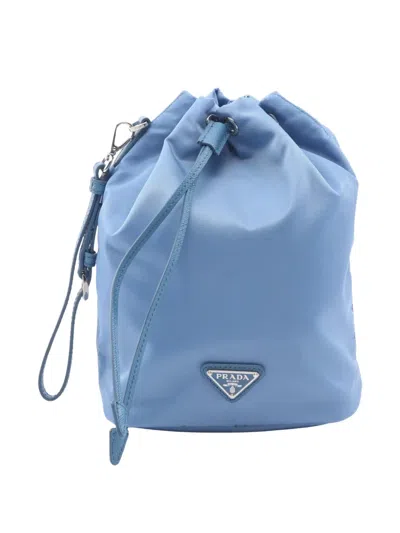 Pre-owned Prada Re-nylon Vela Bucket Bag In Blue