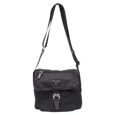 Prada Re-nylon Vela Single Buckled Messenger Bag In Black Polyamide