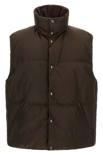 Prada Re-nylon Vest In Brown