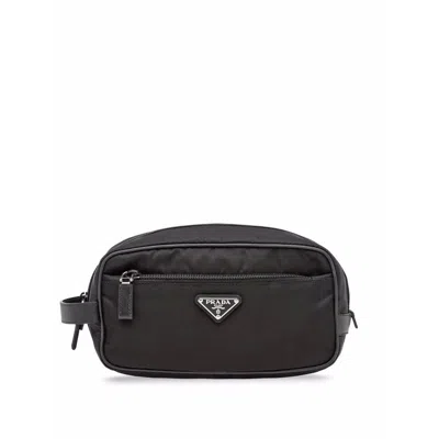 Prada Re-nylon Wash Bag In Black