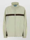 Prada Renylon Windbreaker High Collar Elastic Cuffs In Green
