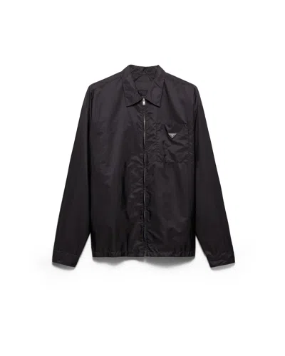 Prada Men's Re-nylon Zipper Shirt In Black