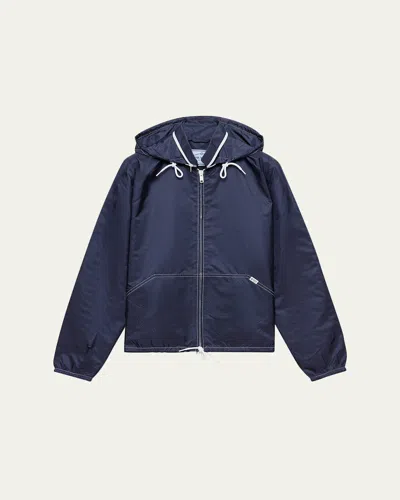 Prada Re-nylon Zip-up Jacket In Blue