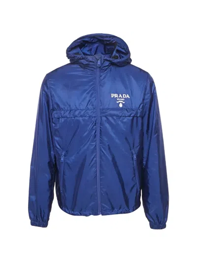 Pre-owned Prada Re-nylon Zip-up Jacket In Blue