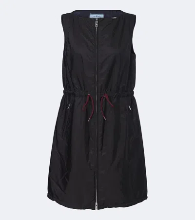 Prada Renylon Dress Jacket Drawstring Waist Sleeveless In Black