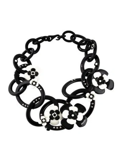 Pre-owned Prada Resin & Enamel Bloom Collar Necklace, 31" In Multi