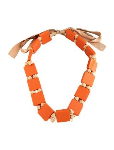 Pre-owned Prada Resin & Straw Cord Collar Necklace, 63" In Multicolor