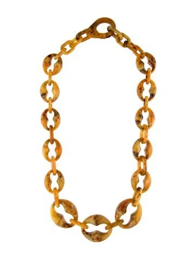 Pre-owned Prada Resin Tortoiseshell Oversized Chain Necklace, 32" In Multicolor