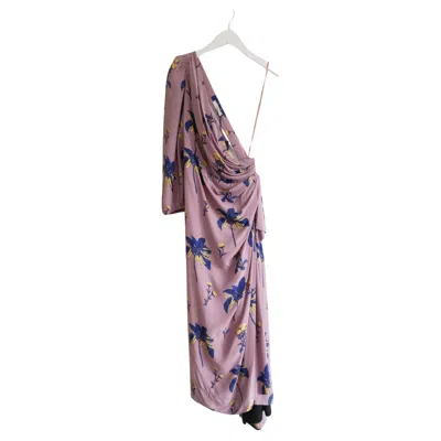 Pre-owned Prada Resort 2008 Honeysuckle Print One Sleeve Dress In Gray