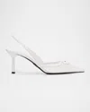 Prada Spazzolato 75 Leather Slingback Pumps In Bianco