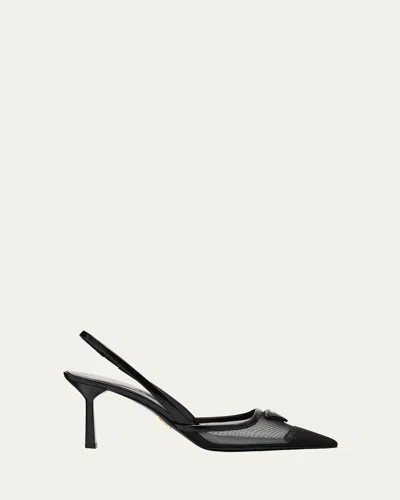 PRADA RETE NYLON MESH SLINGBACK PUMPS
