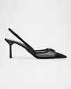 Prada 75 Logo Leather-trimmed Slingback Pumps In Nero